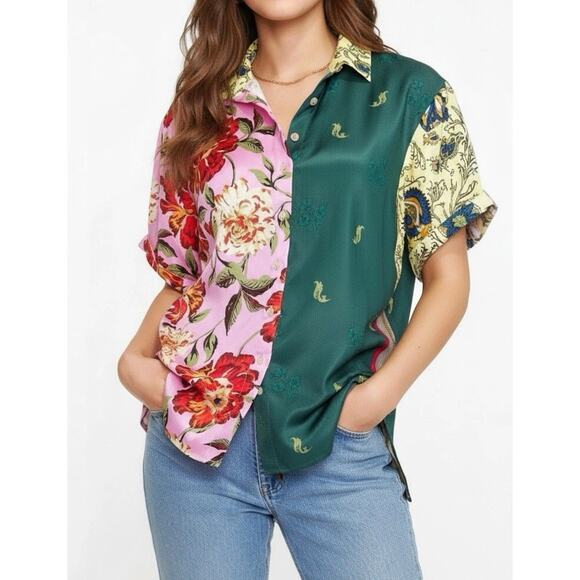 Anthropologie Oversized Surf Shirt - S Green - Picture 2 of 5